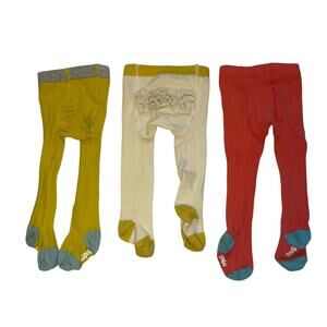 Baby Boden Tights Bundle (3 Pairs) Ruffle Bum Yellow Orange Cream 0-6M